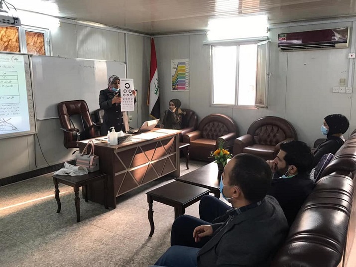 دائرة الصحة العامة تنفذ ورشة عمل حول طرق فحص البصر للملاكات العاملة في قطاع الرعاية الصحية الاولية في بغداد الجديدة التابع لدائرة صحة بغداد الرصافة